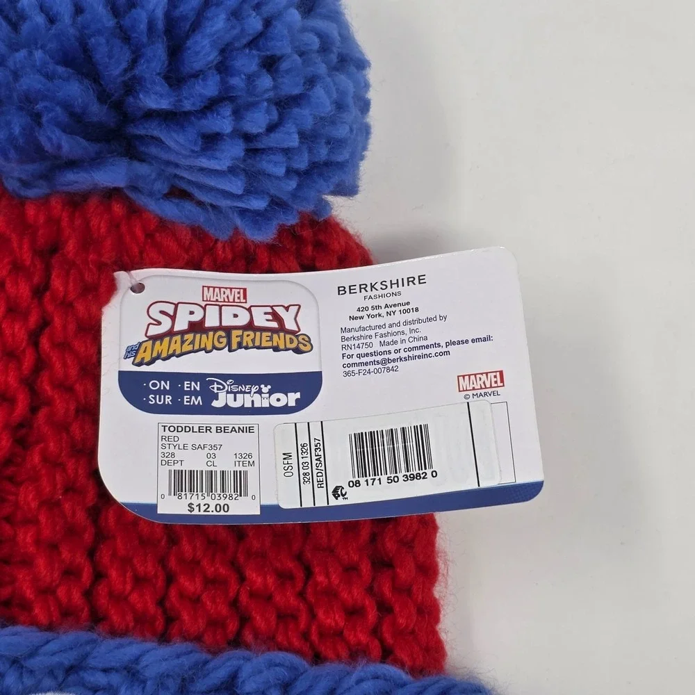 Spidey and His Amazing Friends Spiderman Toddler‎ Beanie Hat Cap Red/Blue Knit